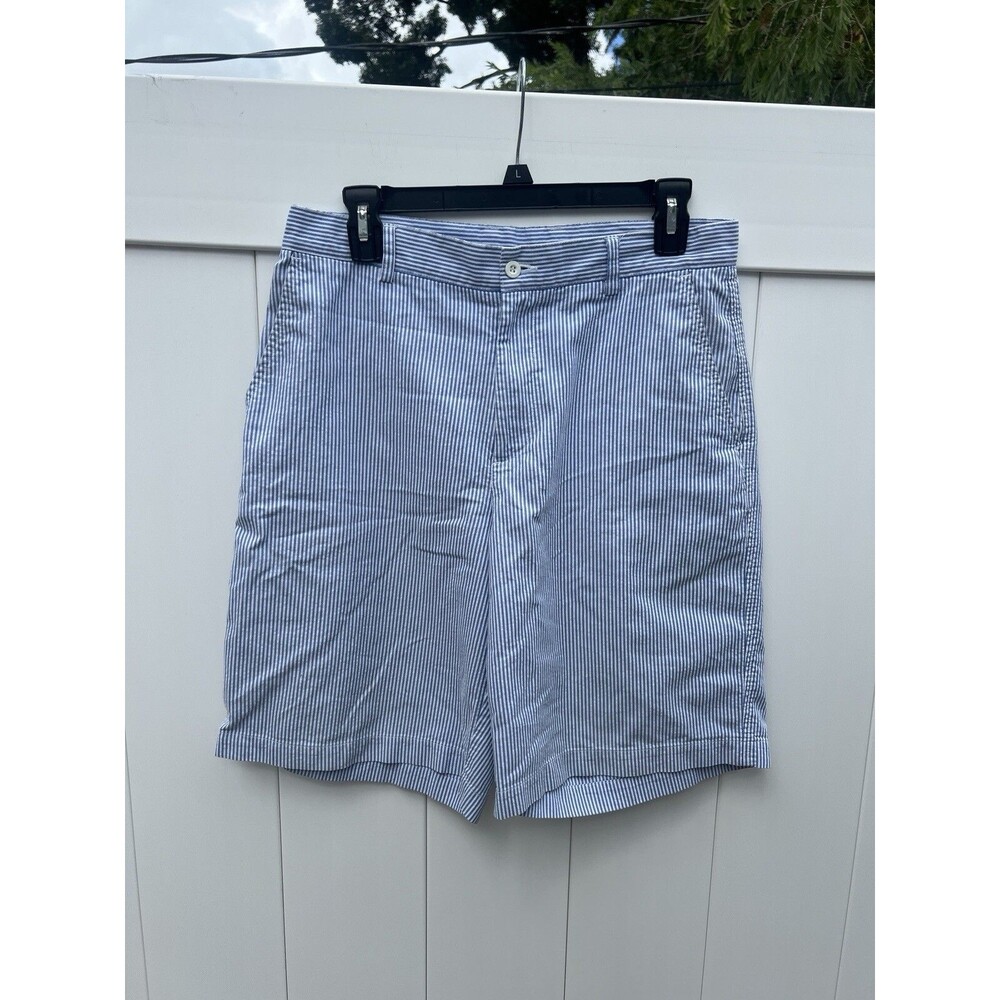 Dunning Golf Shorts Mens 32 Blue Flat Front Chino Performance Active Stains*